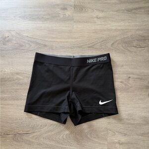 Nike Pro Black Women's Athletic Compression Shorts with White Swoosh